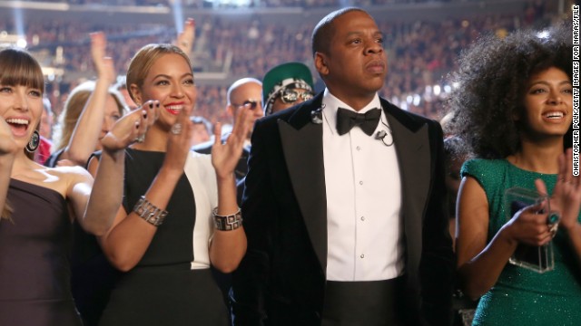 In May, Beyonce found herself literally caught between her husband, Jay-Z, and sister, Solange Knowles (far right, with the Carters and actress Jessica Biel). A video of an alleged fight between the rapper and his sister-in-law has surfaced online, marking a rare dark moment in Beyonce's otherwise golden life and career.