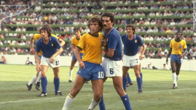 Italy's contest with Brazil at the 1982 World Cup is considered one of the greatest games in the tournament's history. A Paolo Rossi hat-trick ensured Italy won the second round match 3-2 and deprived Brazil a place in the semifinals. Instead, Italy went on to defeat West Germany 3-1 in the final with Rossi on target once again.<!-- -->
</br>