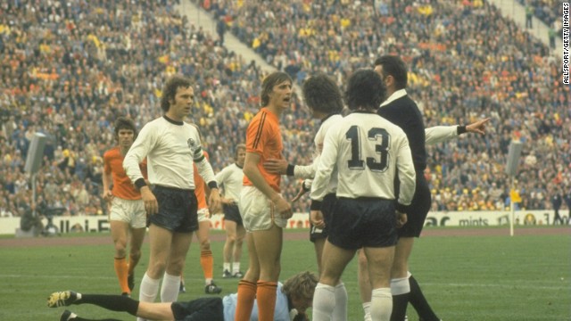 It was supposed to be the year when Johan Cruyff's Dutch side swept to victory and claim the 1974 World Cup with its brand of 'Total Football.' The Dutch side had powered its way to the final and took the lead in the second minute without opponent, West Germany, even touching the ball. But despite going ahead through Johan Neesken's penalty, the Dutch failed to hold on and lost 2-1.