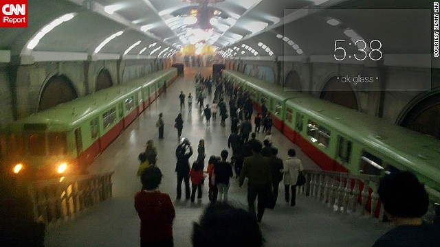 Zhu also recorded two videos from the Pyongyang metro station. The short clips can be viewed on his original iReport submission: North Korea..through Google Glass.