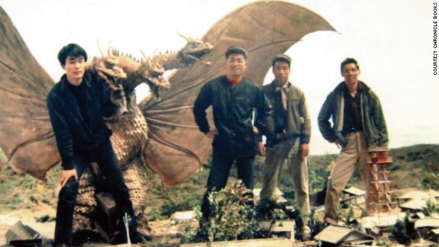 Mechanical engineer Akinori Takagi, left, and members of the effects crew work on the 1964 film "The Greatest Battle on Earth."