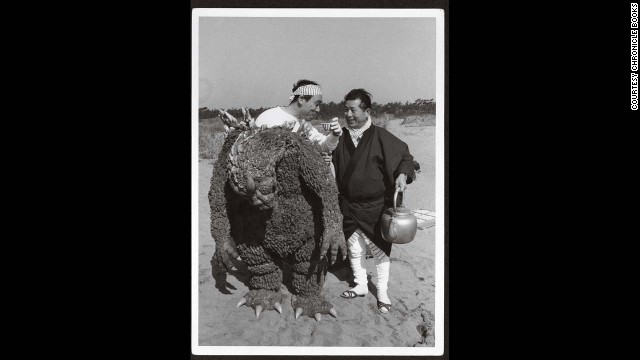 Katsumi Tezuka offers a drink to Haruto Nakajima, left, while filming the U.S. version of "Mothra vs. Godzilla."