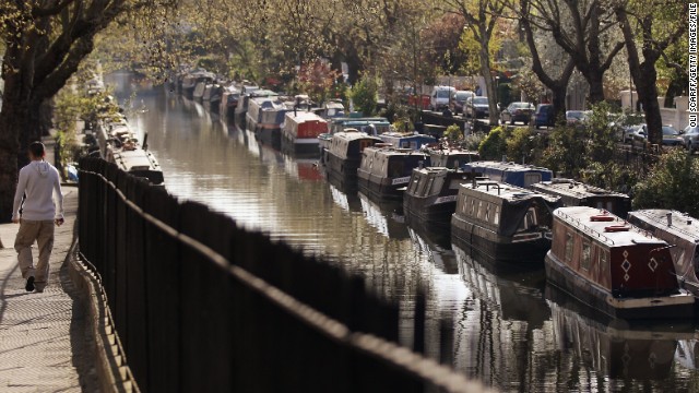 As real estate prices continue to rise in London, an increasing number of people are turning to the city's waterways. Here, narrowboats line north London's desirable "Little Venice" area of Regent's Canal.