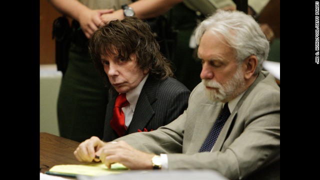 Music impresario Phil Spector, left, was sentenced to 19 years to life in 2009 for the shooting death of actress Lana Clarkson. 