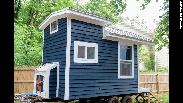 With the help of friends, family and the community of tiny house lovers, Sicily designed and built a 128-square foot house that can serve has a hangout space or living space.