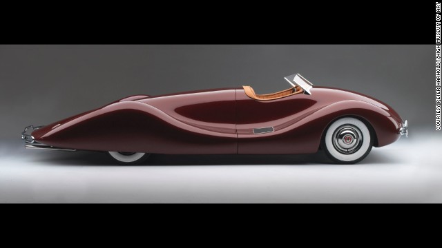 Here's what happens when a mechanical engineer designs a car. Norman Timbs created this vehicle for his personal use, the museum said. Have fun trying to get in the driver's seat. This thing has no doors. It's made from two hand-formed aluminum shapes.
