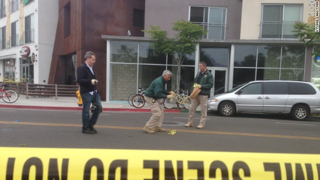 The crime scene in the aftermath of the shooting. 