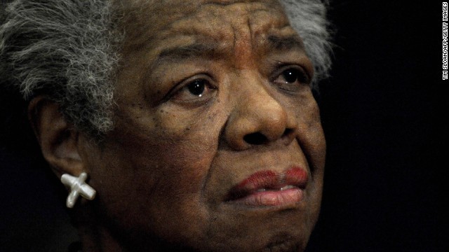 Angelou reads a poem during a 2008 ceremony to present South African Archbishop Desmond Tutu with the William J. Fulbright Prize for International Understanding.