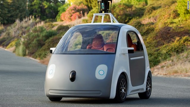 Google unveiled this self-driving car prototype Tuesday in California. The car doesn't have a steering wheel or pedals because, Google says, "it doesn't need them."