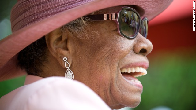 Angelou laughs during her 82nd birthday party at her home in Winston-Salem, North Carolina, in 2010.