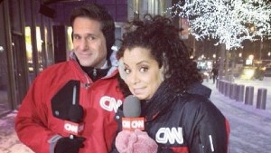 Berman and Michaela reporting in snow