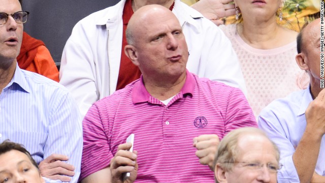 Steve Ballmer, the former CEO of Microsoft, appears set to buy the L.A. Clippers. Ballmer, seen here at a NBA playoff game on April 29, is not one to hide his emotions. Rather, he is known for his exuberant persona at tech events. Here's a look at some of his many mugs: