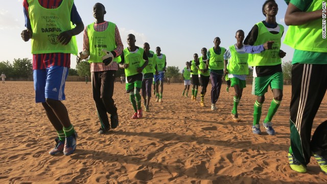 Darfur United is one of 12 teams playing at the ConIFA World Cup. Here the players train in one of the East Chad refugee camps set up after the conflict in Sudan. 