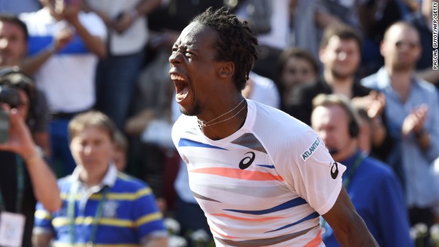 Ever the showman. Gael Monfils delighted himself and his French home crowd with a five-set win over Fabio Fognini.