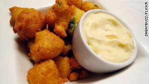 Jalapeno hush puppies are among the imaginative dishes at Dirty Candy in New York. 
