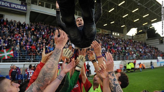 Gaizka Garitano, a former player at the Basque club, is the man who has masterminded back-to-back promotions for Eibar. With second-placed Deportivo La Coruna losing in the final round, Eibar clinched the second division title to secure the first trophy in the club's 74-year history.