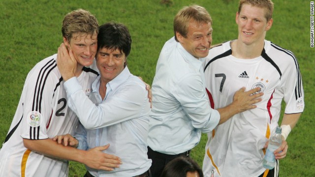 Under Klinsmann and assistant Joachim Low, second from left, Germany enjoyed a successful World Cup on home soil in 2006, too, reaching the semifinals. 