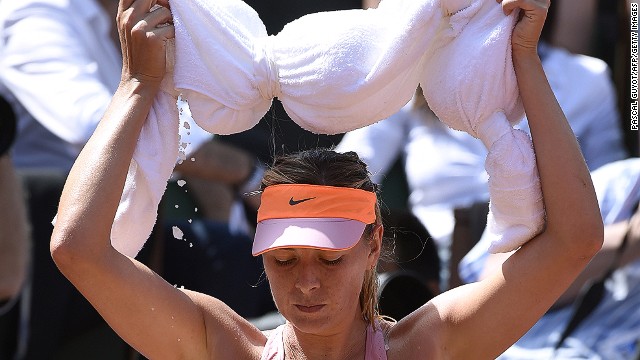 After some tough matches in the lead-up to the final, Sharapova keeps cool in between games.