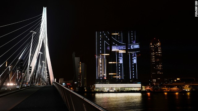 The A15 project, the largest projection mapping in Europe, on Rotterdam's largest skyscraper