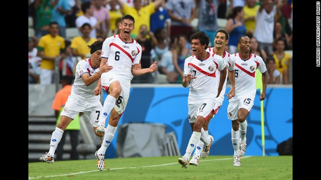 Costa Rica's 3-1 win over Uruguay was one of the tournament's biggest shocks. The minnow, given no chance of qualifying from its group, trounced a team which had finished fourth in 2010. Led by Bryan Ruiz, "Los Ticos" reached the quarterfinals before losing on penalties against the Netherlands.