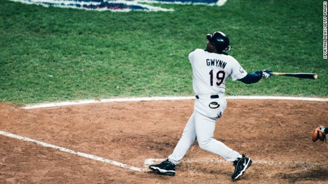 Gwynn bats during Game 1 of the 1998 World Series. Although the Padres lost the Series to the New York Yankees that year, Gwynn told the MLB Network that his opening game home run was "the highlight of my career."