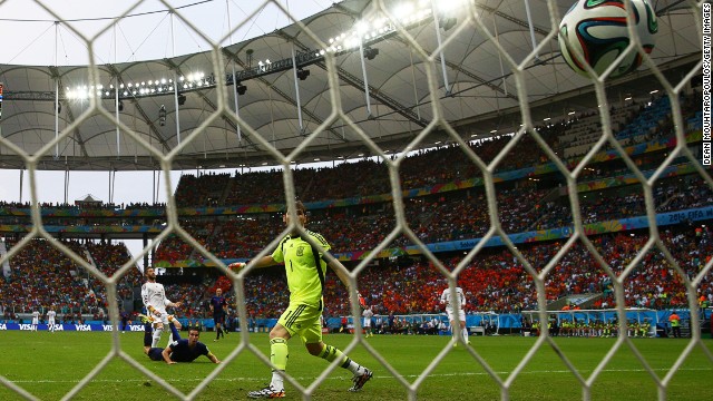 Van Persie's header began an embarrassing night for Spain's captain and goalkeeper Iker Casillas, who was at fault for two goals.