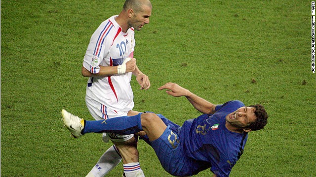 Zinedine Zidane lost his head and ended his international career after infamously headbutting Italy's Marco Materazzi in the 2006 World Cup final.
