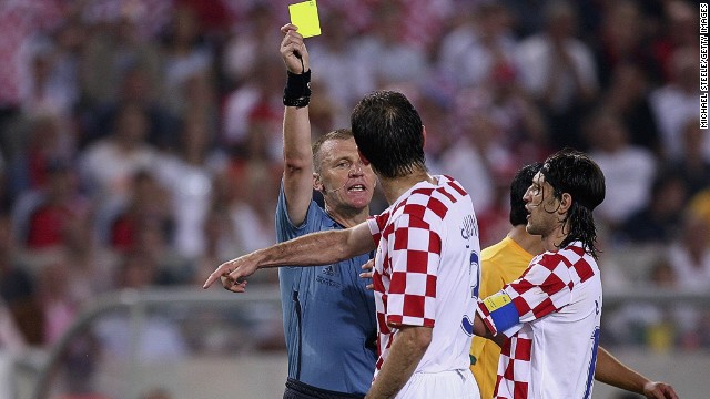 English referee Graham Poll wrote his name into the history books when he booked Josip Simunic three times during a 2006 World Cup group game between Croatia and Australia.