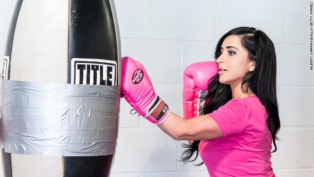 Angelina Pivarnick appeared on the VH1 reality series "Couples Therapy" and these days is doing her fighting away from a Jersey bar. Here, she trains for a World Xtreme Entertainment Boxing fight at Stay Fly Muay Thai Gym in Philadelphia in May. 