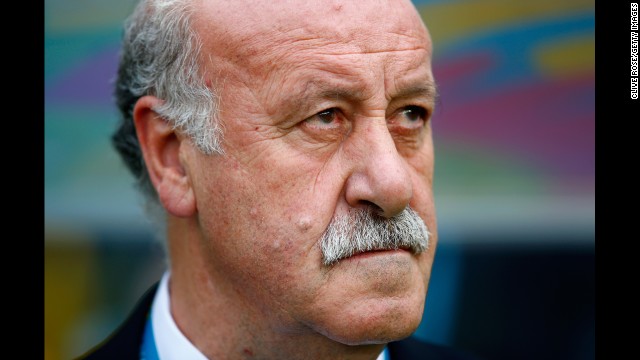 Spain head coach Vicente del Bosque watches the action.