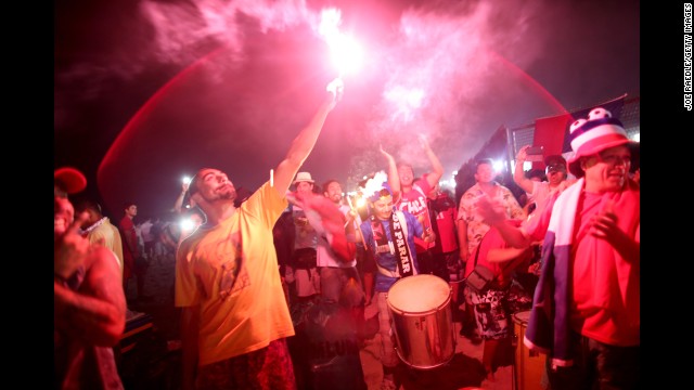 Chilean fans celebrate in Rio de Janeiro.