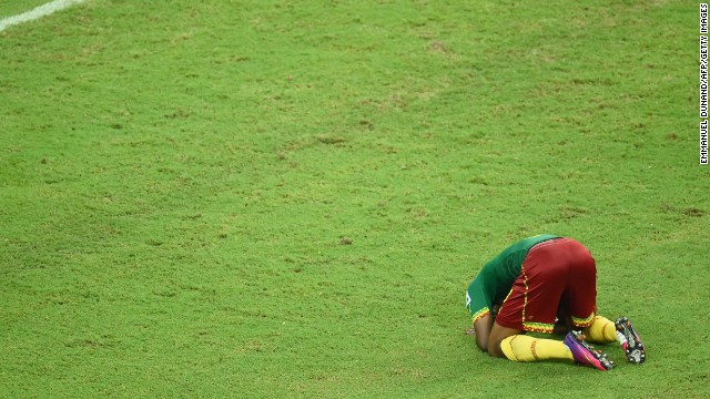 Cameroon's Benjamin Moukandjo reacts during the game.