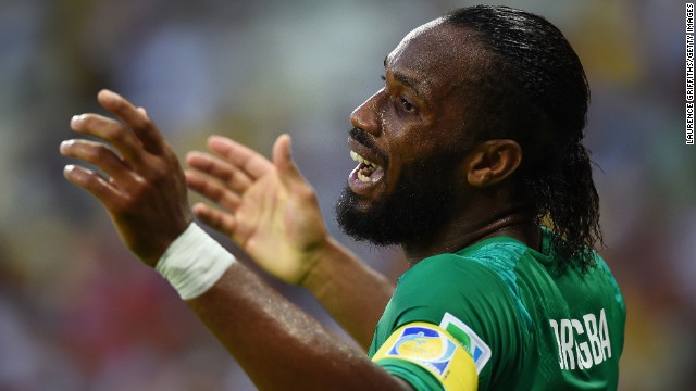 Didier Drogba of the Ivory Coast reacts during the game.