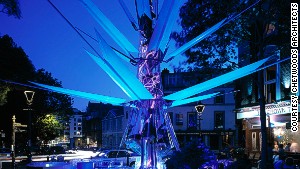 Urban Oasis, another eco-design by Chetwoods Architects, is meant to mimic a growing flower. It collects light, water and wind as energy and serves as a light sculpture at night.