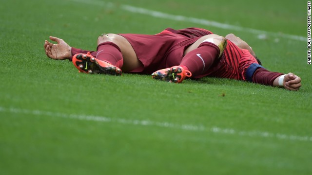 Portugal's Cristiano Ronaldo reacts after a play.