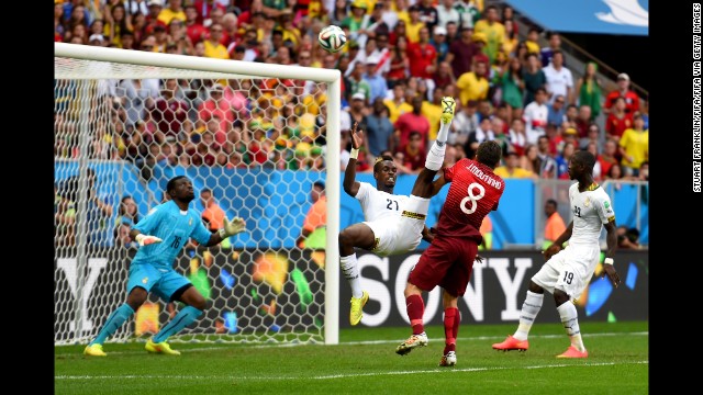 John Boye of Ghana gives up an own-goal against Portugal. 
