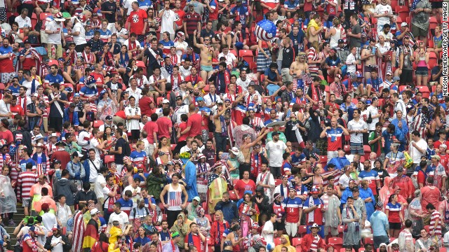 U.S. fans are seen at Pernambuco Arena in Recife.