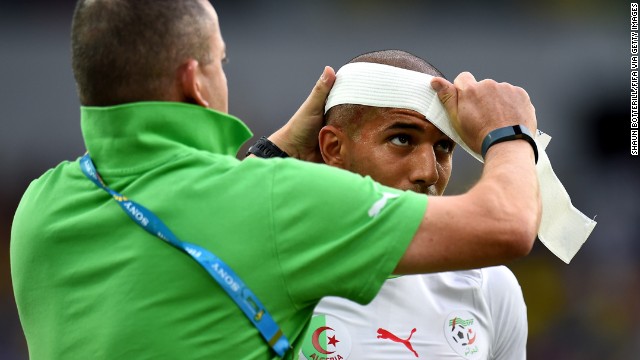 Sofiane Feghouli of Algeria receives a treatment.