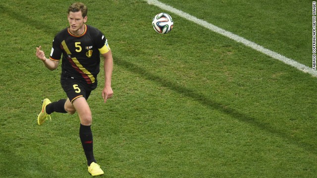 Belgium defender Jan Vertonghen celebrates after scoring during a World Cup match against South Korea on Thursday, June 26, at the Corinthians Arena in Sao Paulo.