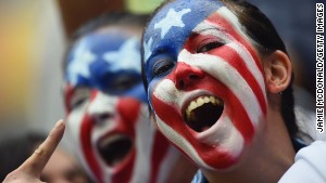 United States fans cheer during the 2014 FIFA World Cup Brazil group G match between the United States and Germany at Arena Pernambuco on June 26, 2014 in Recife, Brazil. (Photo by Jamie McDonald/Getty Images)