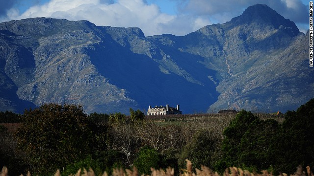 The tour also visits some of South Africa's famous vineyards, such as the one in Stellenbosch, pictured. 