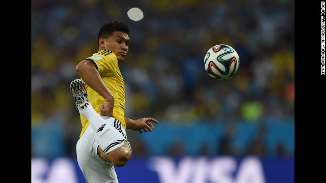 Colombia's Teofilo Gutierrez controls the ball.