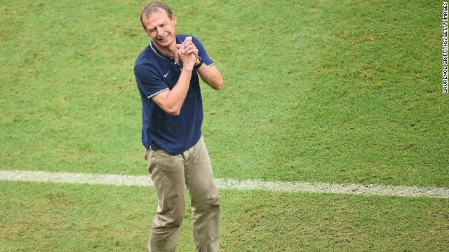 Klinsmann pleads with the fourth official on the touchline during the 2-1 victory over Ghana. 