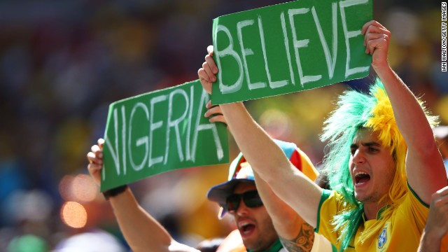 Nigeria supporters cheer before the start of the match.