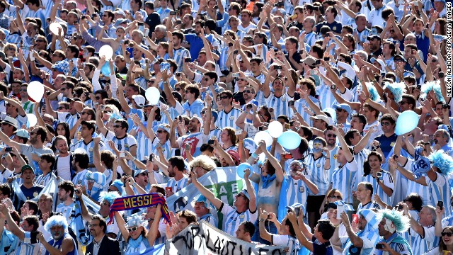 Argentina supporters cheer before the start of the match.