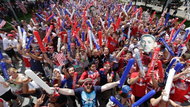 U.S. fans cheer at a public viewing party in Detroit.