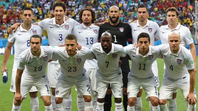 The starting U.S. players pose for a team photo prior to the match.