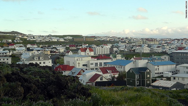 Most people displaced by the volcano's 1973 eruption returned to settle closer to Heimaey's main town of Vestmannaeyjar. 