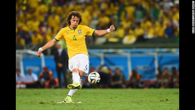 David Luiz gave Brazil a 2-0 lead with a stunning long-range free kick in the second half.