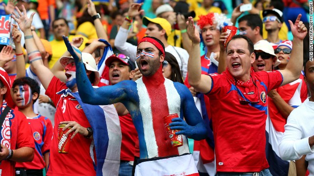 Costa Rica fans cheer prior to the game. 